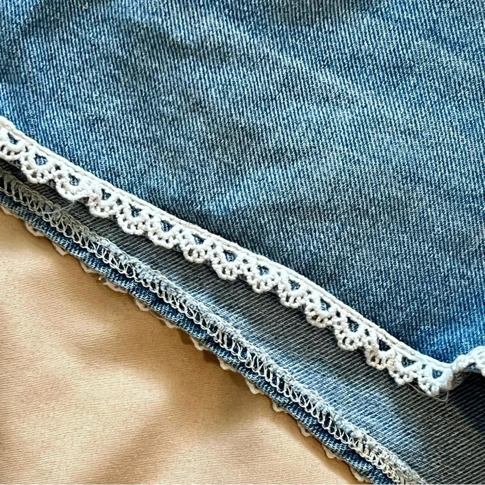Bullhead Denim Shorts with Lace Trim - Picture 2 of 5